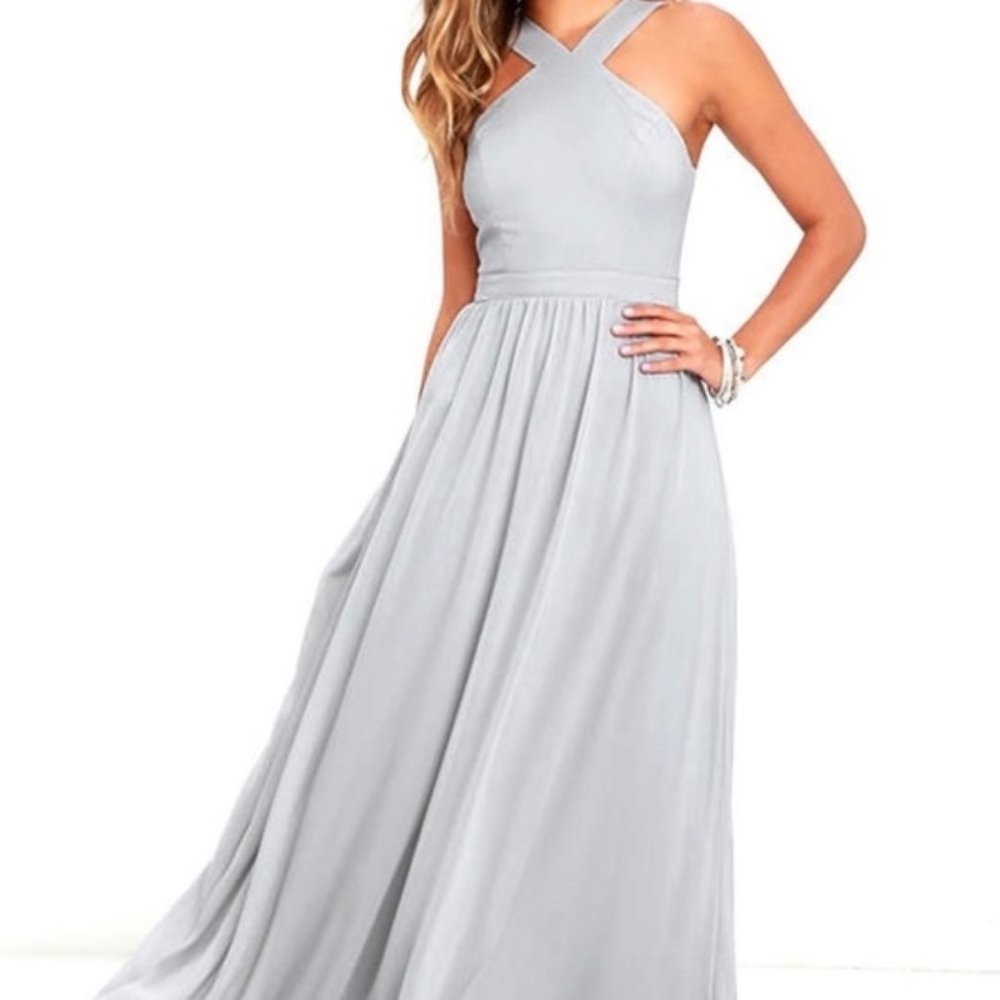 Lulu's Air of Romance GREY Maxi Dress